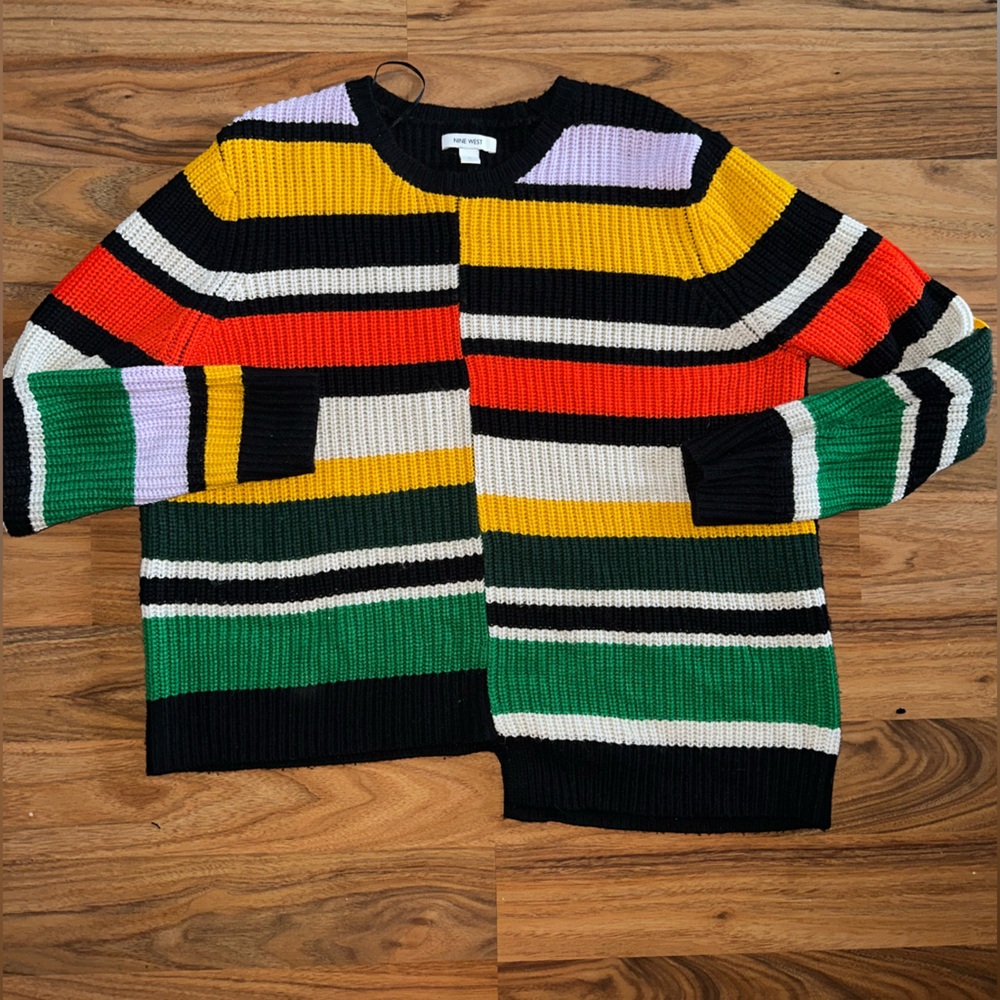 Women’s asymmetrical stripped sweater